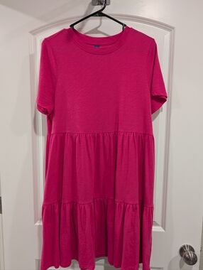 Hot Pink Tiered Short-Sleeve Dress Size L